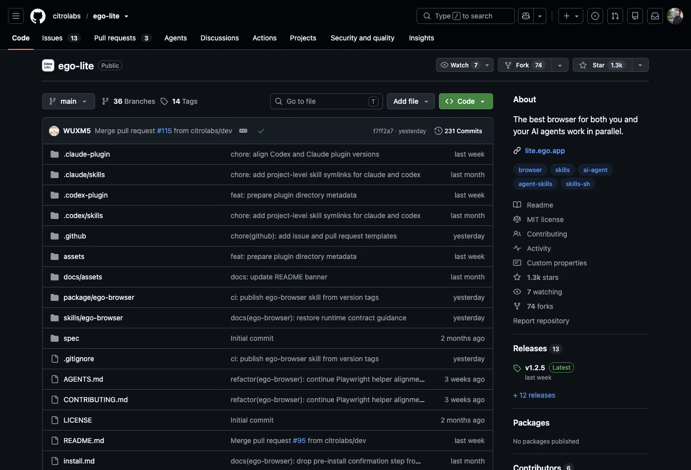 GitHub 仓库页——复杂页面的 snapshot 实测对象